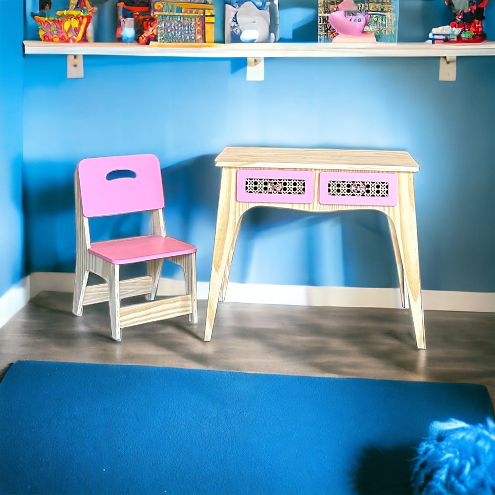 Escrivaninha Infantil C/cadeira Rosa