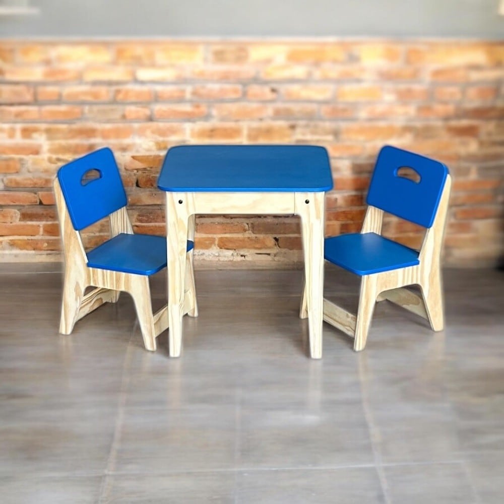 Mesa Infantil C/ 2 Cadeiras Azul