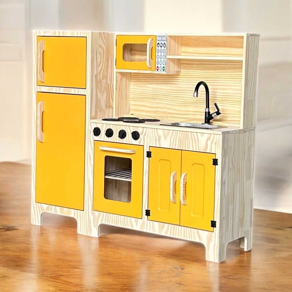 Conjugado Cozinha E Geladeira Em Pinus Amarelo