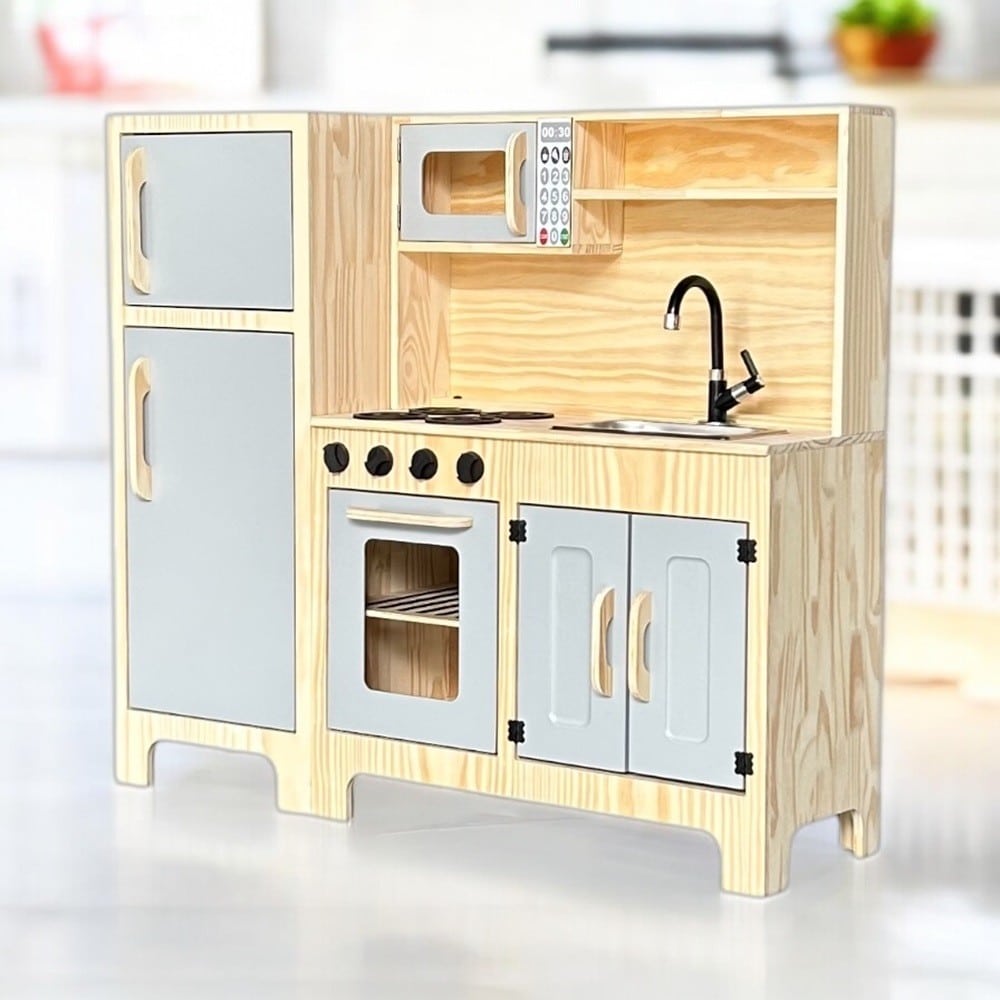 Conjugado Cozinha E Geladeira Em Pinus Cinza