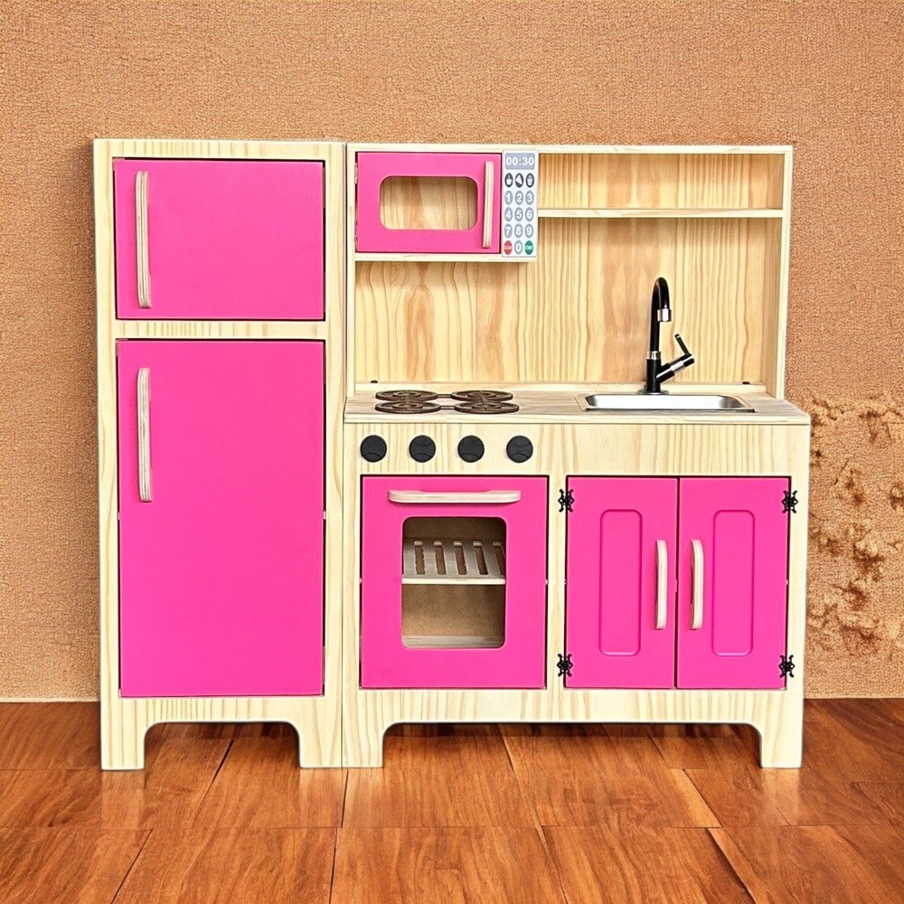 Conjugado Cozinha E Geladeira Em Pinus Pink
