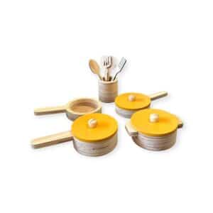 Conjunto De Panelinhas E Utensilios 9 Peças Amarela Ref.8499