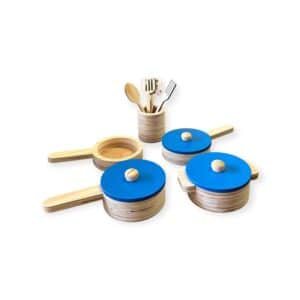 Conjunto De Panelinhas E Utensilios 9 Peças Azul Ref.8501