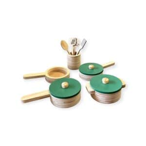 Conjunto De Panelinhas E Utensilios 9 Peças Verde Ref.8505