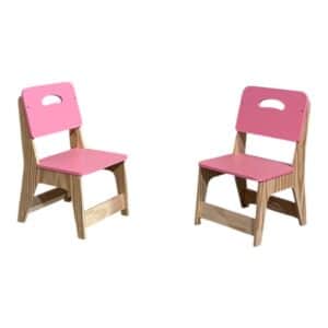 Conj. 02 Cadeiras Infantil Em Pinus Rosa Ref.8214
