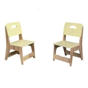 Conj. 02 Cadeiras Infantil Em Pinus Amarelo Claro Ref.8587