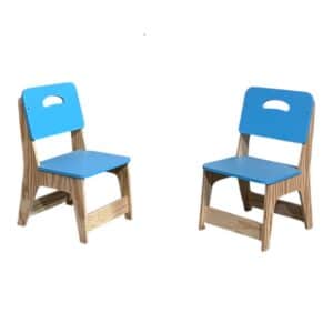 Conj. 02 Cadeiras Infantil Em Pinus Azul Claro Ref.8588