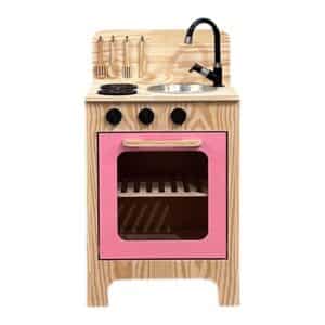 Mini Pia C/ Fogão Em Pinus Pink Ref.8448